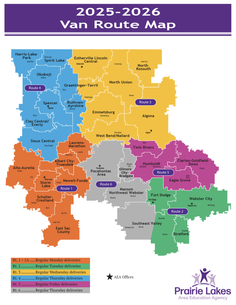 2025-26 PLAEA van route map