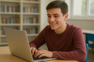 Student using computer